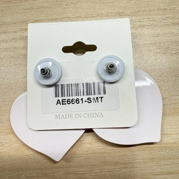 Pink and Silver Heart Dangle Earrings - Picture 2 of 2